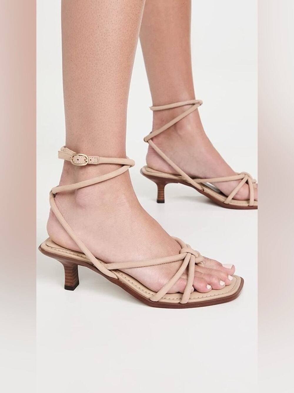 Sam Edelman Dia Strappy Wrap Around Leather Kitten Heel Sandals Size 7.5